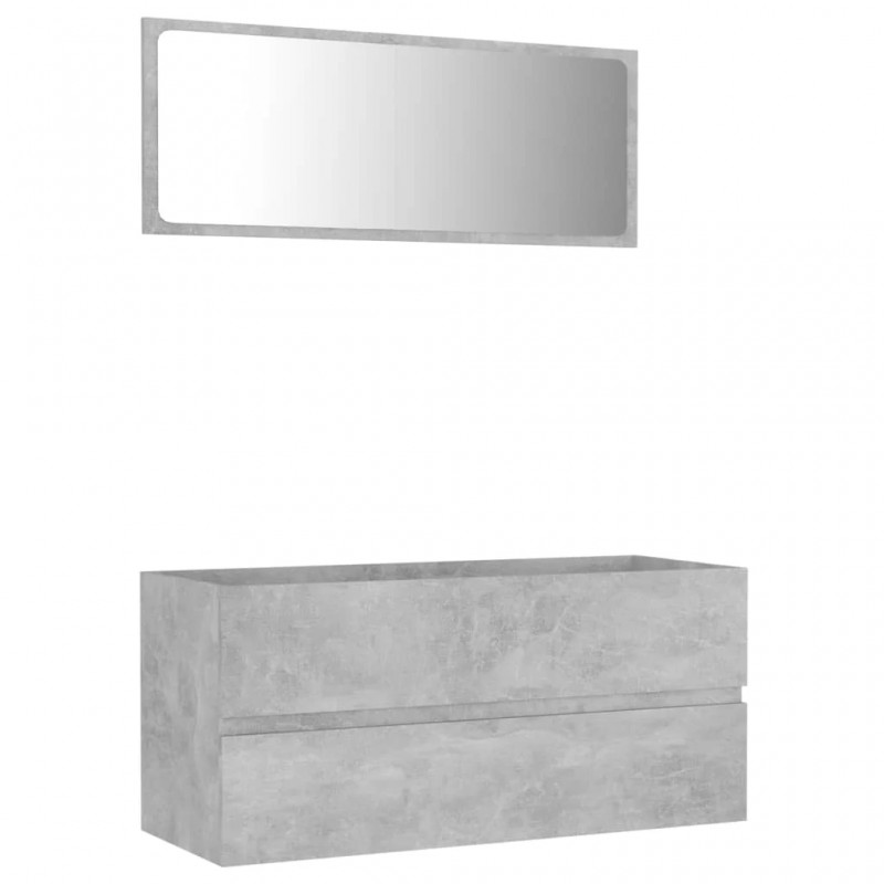2 Piece Bathroom Furniture Set Concrete Grey Engineered Wood 2 Piece Bathroom Furniture Set Concrete Grey Engineered Wood