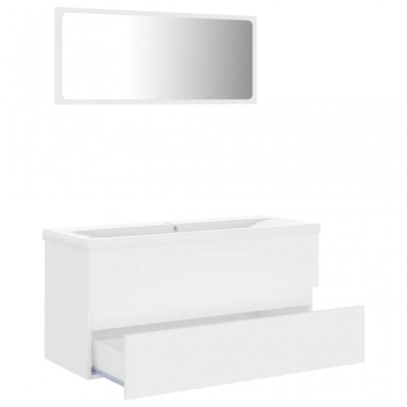 Bathroom Furniture Set White Engineered Wood Bathroom Furniture Set White Engineered Wood