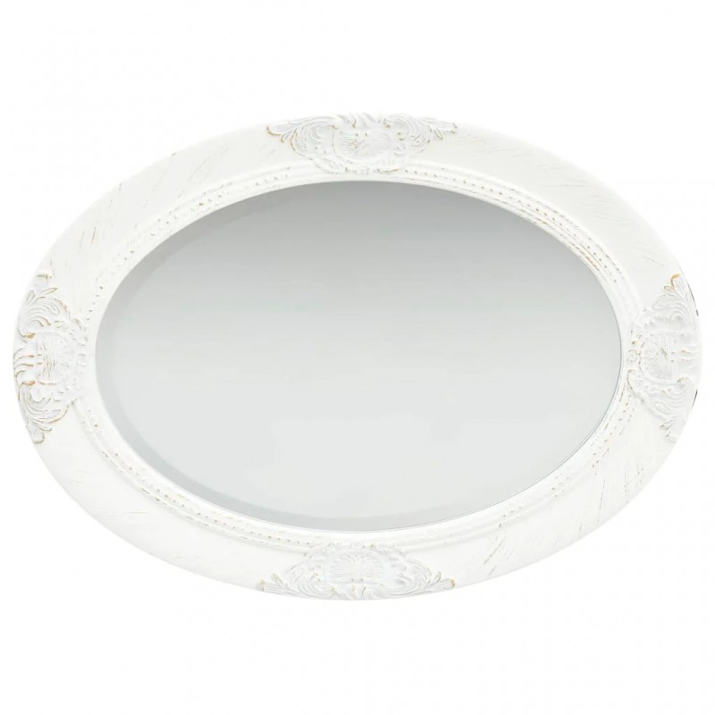 Wall Mirror Baroque Style 50x70 cm White Wall Mirror Baroque Style 50x70 cm White