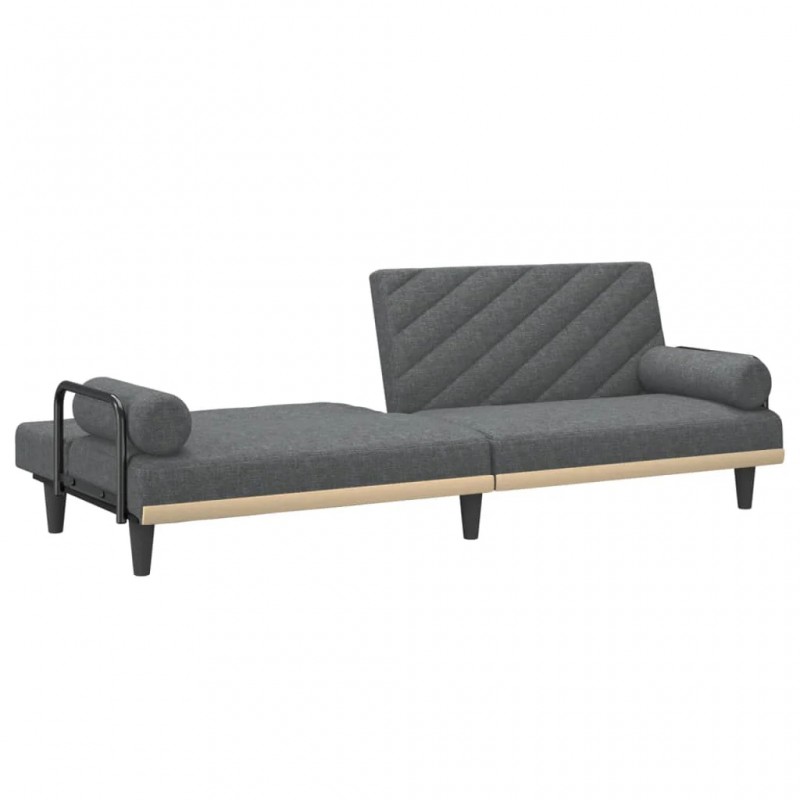 Sofa Bed with Armrests Dark Grey Fabric Sofa Bed with Armrests Dark Grey Fabric