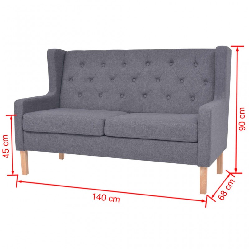 2-Seater Sofa Fabric Grey 2-Seater Sofa Fabric Grey