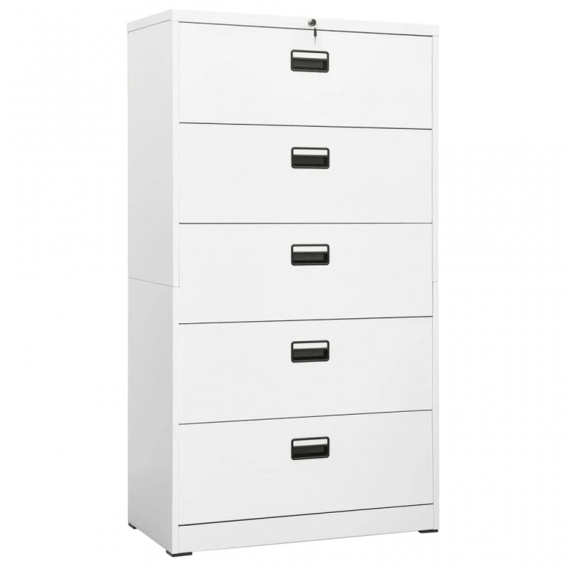 Filing Cabinet 5 Drawers White Steel