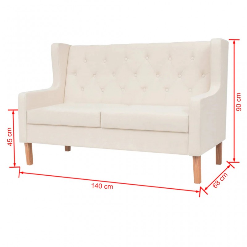 Sofa Set 2 Pieces Fabric Cream White Sofa Set 2 Pieces Fabric Cream White