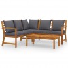 4 Piece Garden Lounge Set with Cushion Solid Acacia Wood