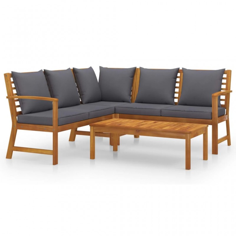 4 Piece Garden Lounge Set with Cushion Solid Acacia Wood 4 Piece Garden Lounge Set with Cushion Solid Acacia Wood