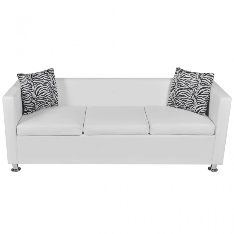 Sofa Set Artificial Leather 3-Seater and 2-Seater White Sofa Set Artificial Leather 3-Seater and 2-Seater White