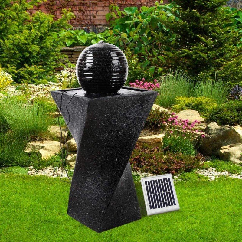 Gardeon Solar Water Feature with LED Lights Black 85cm Gardeon Solar Water Feature with LED Lights Black 85cm