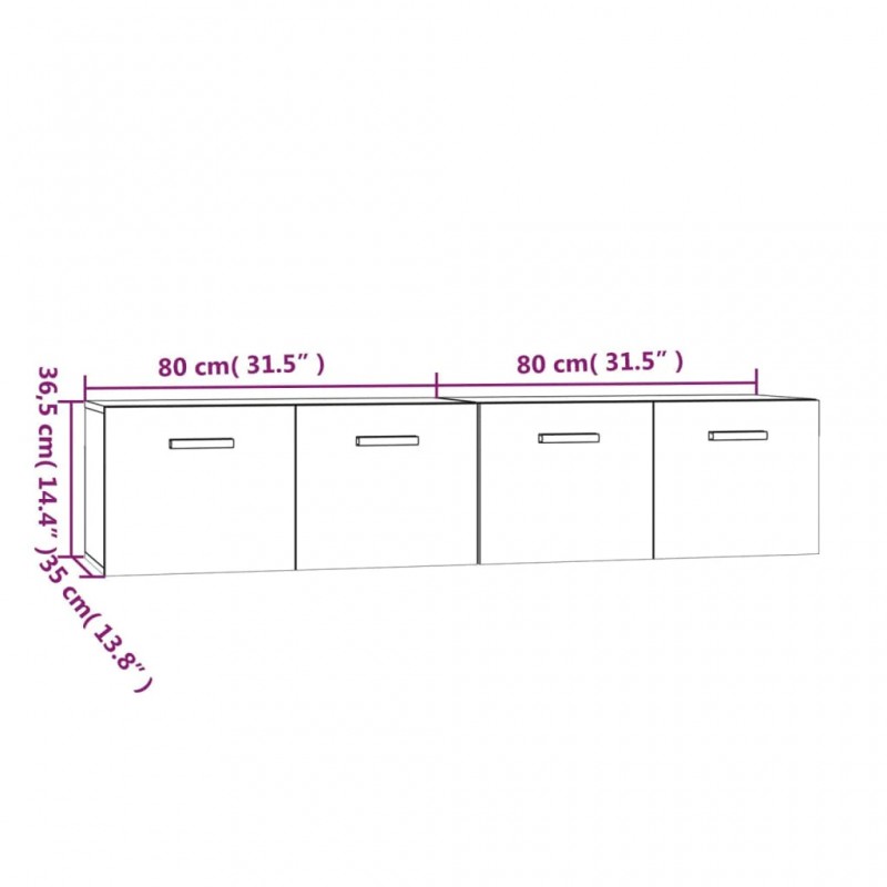Wall Cabinets 2 pcs High Gloss White 80x35x36.5 cm Engineered Wood Wall Cabinets 2 pcs High Gloss White 80x35x36.5 cm Engineered Wood