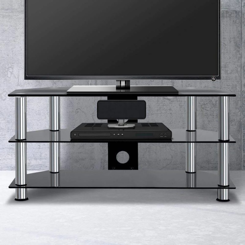 Artiss TV Stand 3 Tiers Storage Shelf Rack Tempered Glass Entertainment Unit Artiss TV Stand 3 Tiers Storage Shelf Rack Tempered Glass Entertainment Unit