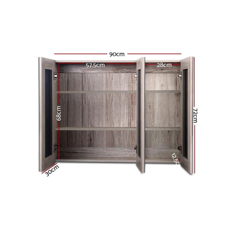 Cefito Bathroom Mirror Cabinet 900x720mm Oak Cefito Bathroom Mirror Cabinet 900x720mm Oak