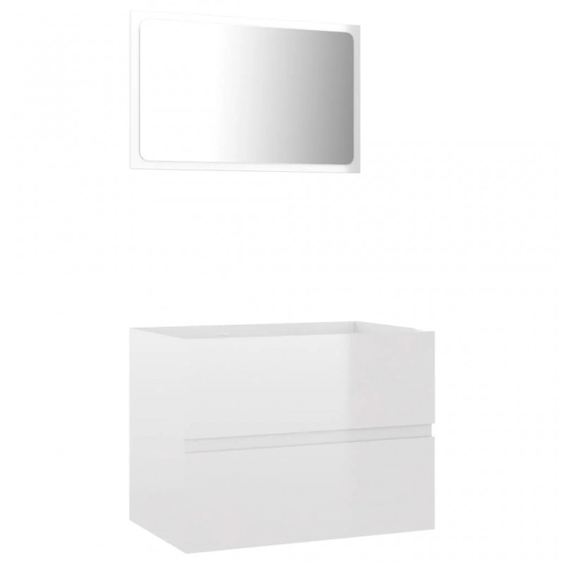2 Piece Bathroom Furniture Set High Gloss White Engineered Wood 2 Piece Bathroom Furniture Set High Gloss White Engineered Wood