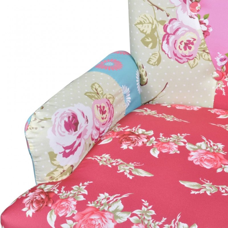 French Chair with Patchwork Design Fabric French Chair with Patchwork Design Fabric