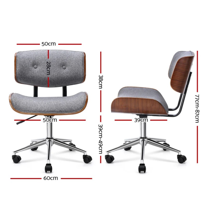 Artiss Wooden Office Chair Fabric Seat Grey Artiss Wooden Office Chair Fabric Seat Grey