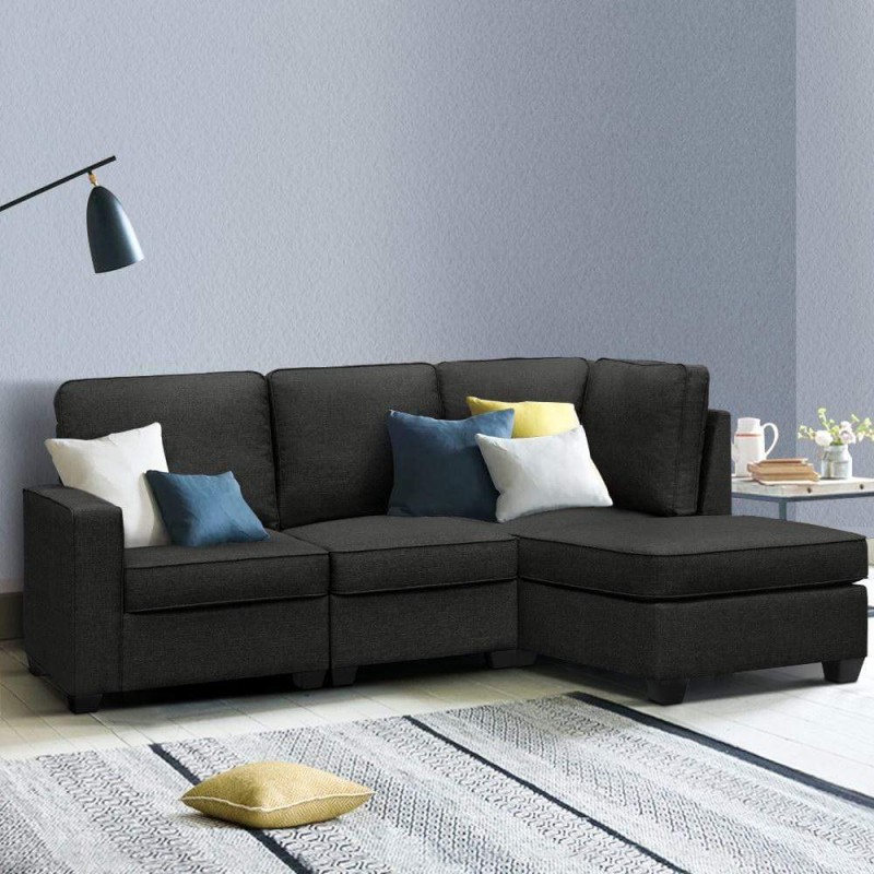 Artiss Modular Sofa Chaise Set 4-seater Dark Grey Artiss Modular Sofa Chaise Set 4-seater Dark Grey
