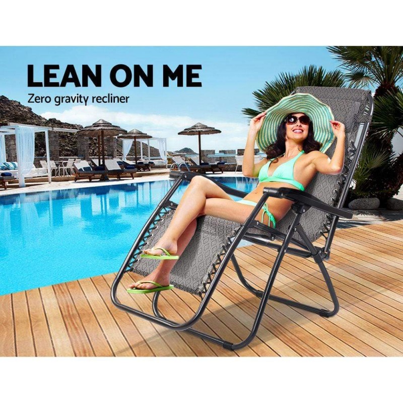 Gardeon Zero Gravity Chair Folding Outdoor Recliner Adjustable Sun Lounge Camping Beige Gardeon Zero Gravity Chair Folding Outdoor Recliner Adjustable Sun Lounge Camping Beige