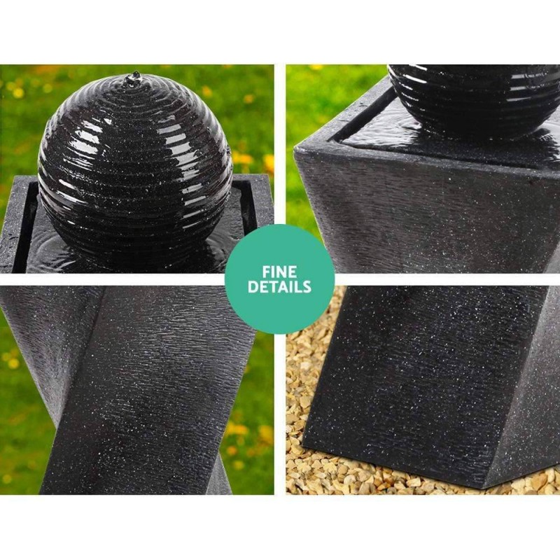 Gardeon Solar Water Feature with LED Lights Black 85cm Gardeon Solar Water Feature with LED Lights Black 85cm