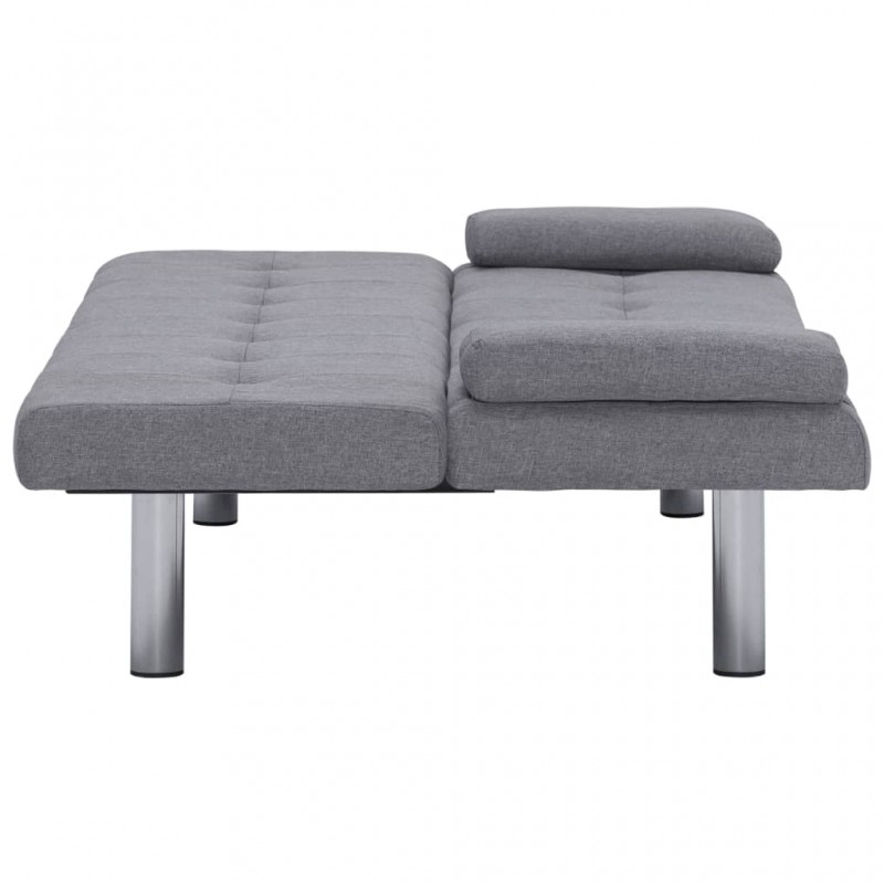 Sofa Bed with Two Pillows Light Grey Polyester Sofa Bed with Two Pillows Light Grey Polyester
