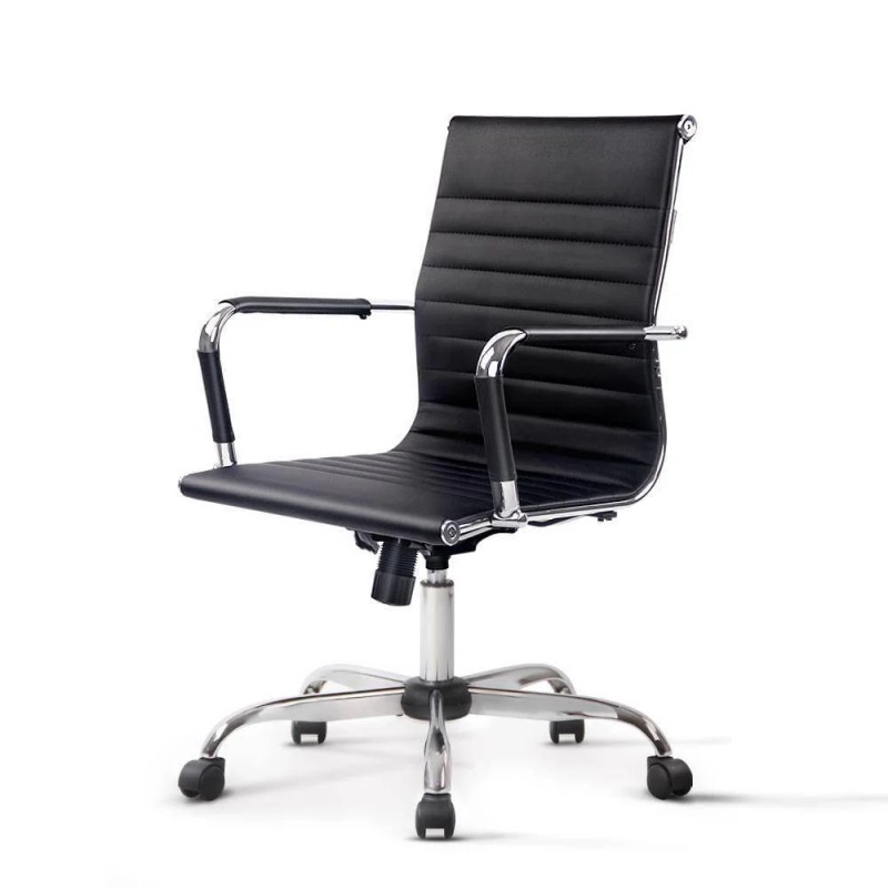 Artiss Office Chair Conference Chairs PU Leather Mid Back Black