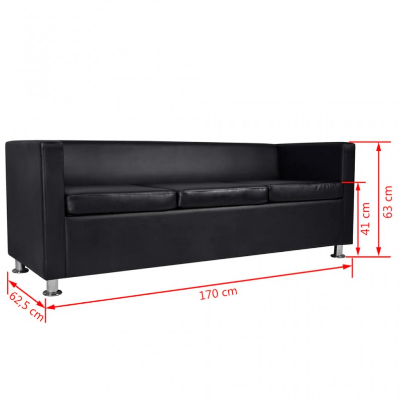 Sofa Set Artificial Leather 3-Seater and 2-Seater Black Sofa Set Artificial Leather 3-Seater and 2-Seater Black
