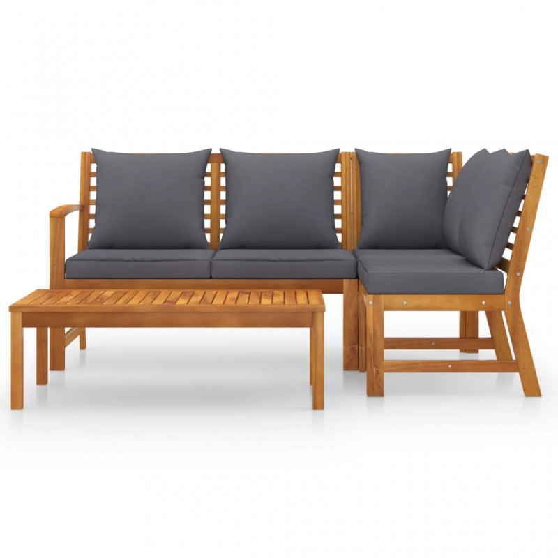 4 Piece Garden Lounge Set with Cushion Solid Acacia Wood 4 Piece Garden Lounge Set with Cushion Solid Acacia Wood