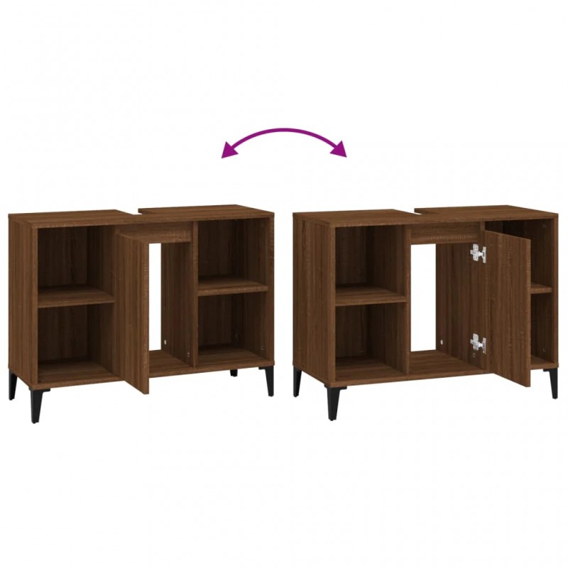 Sink Cabinet Brown Oak 80x33x60 cm Engineered Wood Sink Cabinet Brown Oak 80x33x60 cm Engineered Wood