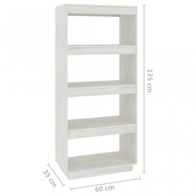 Book Cabinet/Room Divider White 60x35x135 cm Solid Pinewood Book Cabinet/Room Divider White 60x35x135 cm Solid Pinewood