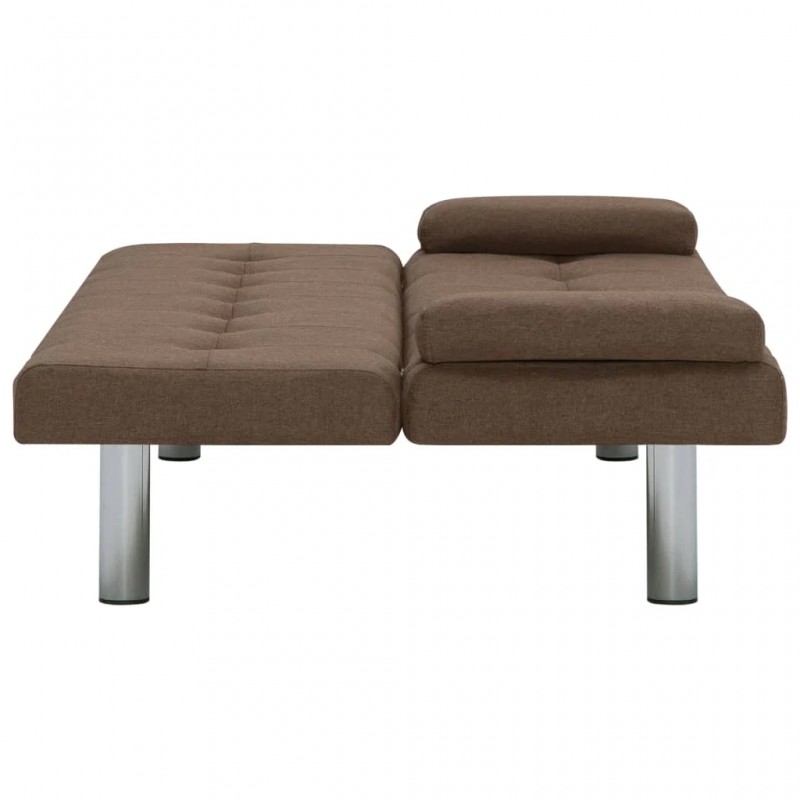 Sofa Bed with Two Pillows Brown Polyester Sofa Bed with Two Pillows Brown Polyester