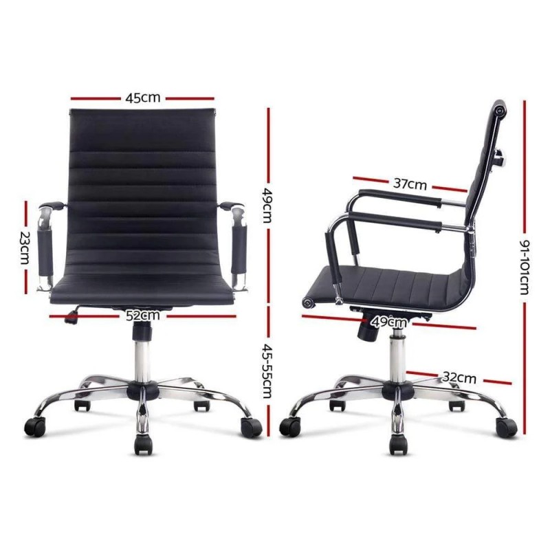 Artiss Office Chair Conference Chairs PU Leather Mid Back Black Artiss Office Chair Conference Chairs PU Leather Mid Back Black