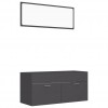 2 Piece Bathroom Furniture Set Grey Engineered Wood