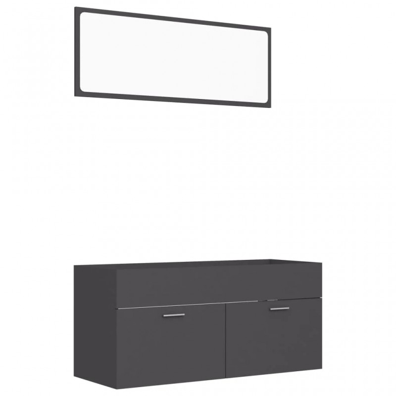 2 Piece Bathroom Furniture Set Grey Engineered Wood 2 Piece Bathroom Furniture Set Grey Engineered Wood