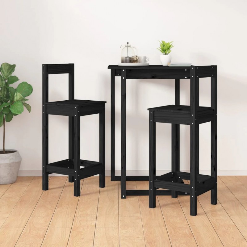 Bar Chairs 2 pcs Black 40x41.5x112 cm Solid Wood Pine Bar Chairs 2 pcs Black 40x41.5x112 cm Solid Wood Pine