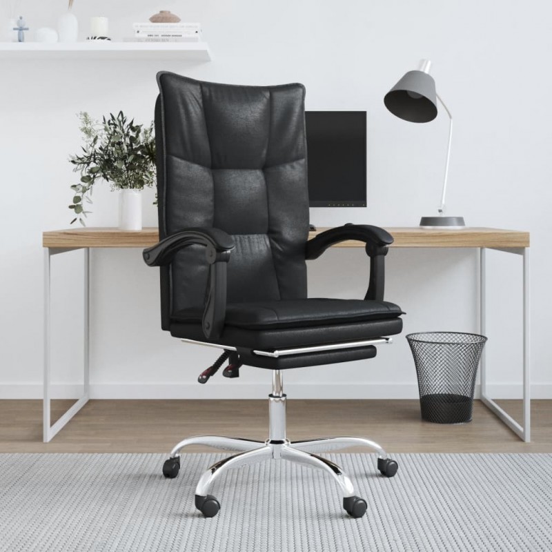 Reclining Office Chair Black Faux Leather Reclining Office Chair Black Faux Leather