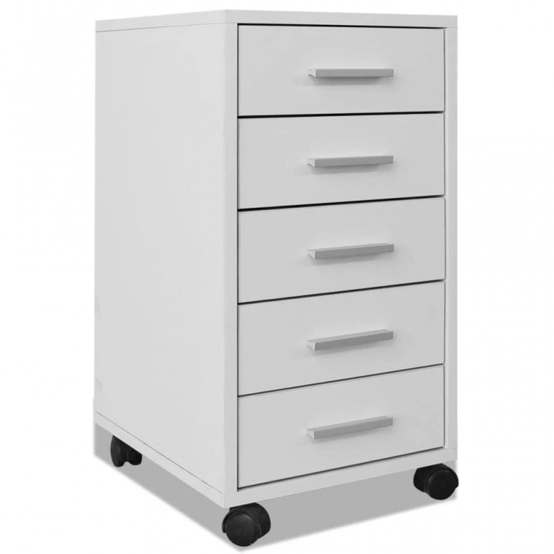 Office Drawer Unit with Castors 5 Drawers White Office Drawer Unit with Castors 5 Drawers White