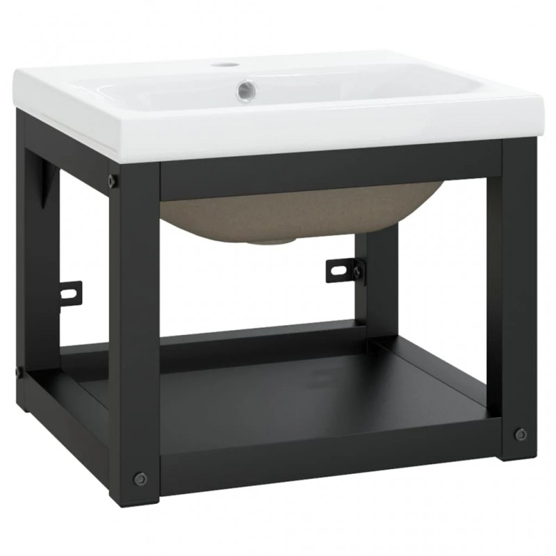 Bathroom Washbasin Frame with Built-in Basin Black Iron Bathroom Washbasin Frame with Built-in Basin Black Iron
