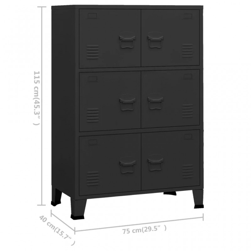 Industrial Storage Chest Black 75x40x115 cm Metal Industrial Storage Chest Black 75x40x115 cm Metal