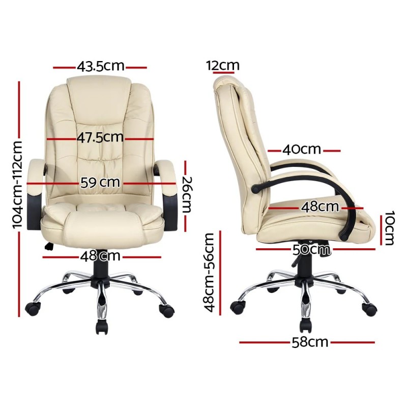 Artiss Executive Office Chair Leather Tilt Beige Artiss Executive Office Chair Leather Tilt Beige