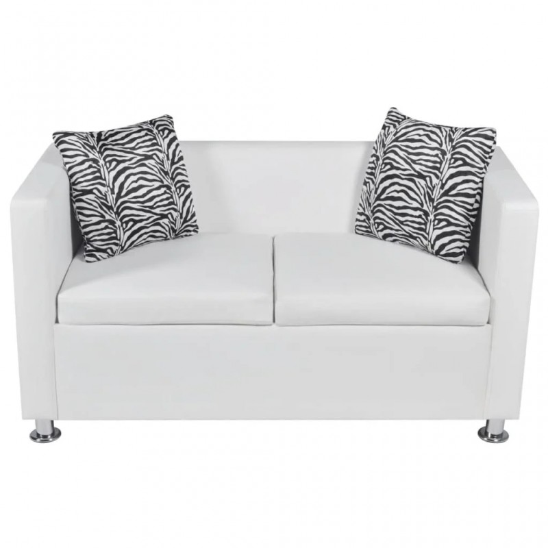Sofa 2-Seater Artificial Leather White Sofa 2-Seater Artificial Leather White