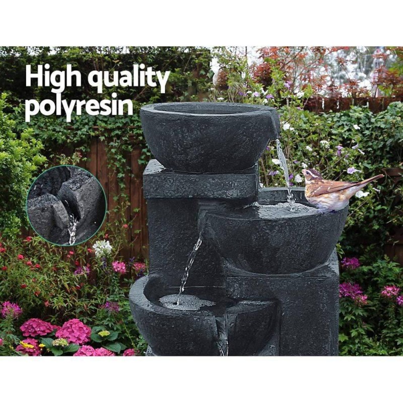 Gardeon Solar Water Feature with LED Lights 4-Tier Blue 72cm Gardeon Solar Water Feature with LED Lights 4-Tier Blue 72cm