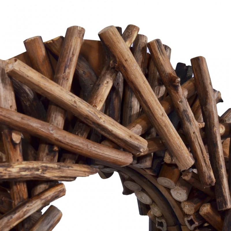 Wall Mirror 40 cm Teak Round Wall Mirror 40 cm Teak Round