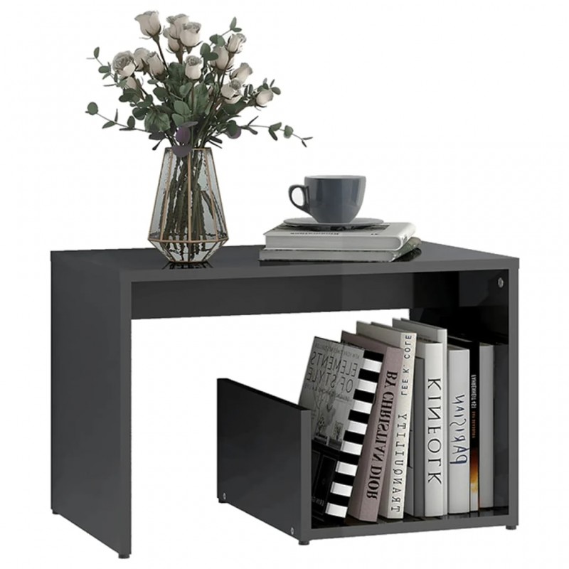 Side Table High Gloss Grey 59x36x38 cm Engineered Wood Side Table High Gloss Grey 59x36x38 cm Engineered Wood