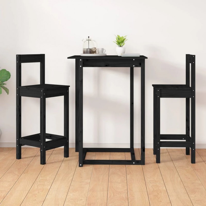 Bar Chairs 2 pcs Black 40x41.5x112 cm Solid Wood Pine Bar Chairs 2 pcs Black 40x41.5x112 cm Solid Wood Pine