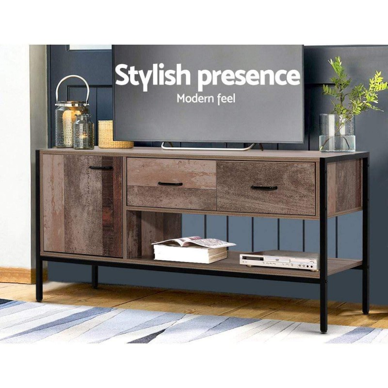 Industrial TV Stand Storage Cabinet Rustic Wooden 120cm Industrial TV Stand Storage Cabinet Rustic Wooden 120cm