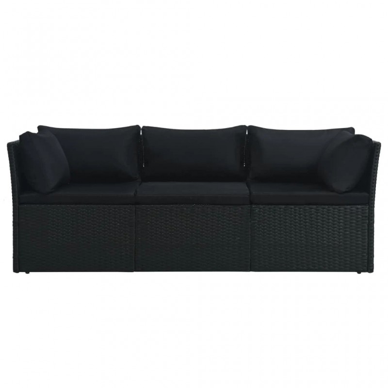 4 Piece Garden Lounge Set with Cushions Poly Rattan Black 4 Piece Garden Lounge Set with Cushions Poly Rattan Black