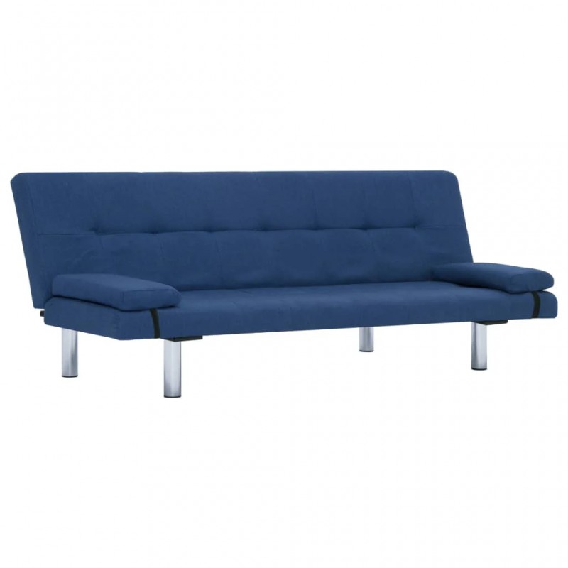 Sofa Bed with Two Pillows Blue Polyester Sofa Bed with Two Pillows Blue Polyester