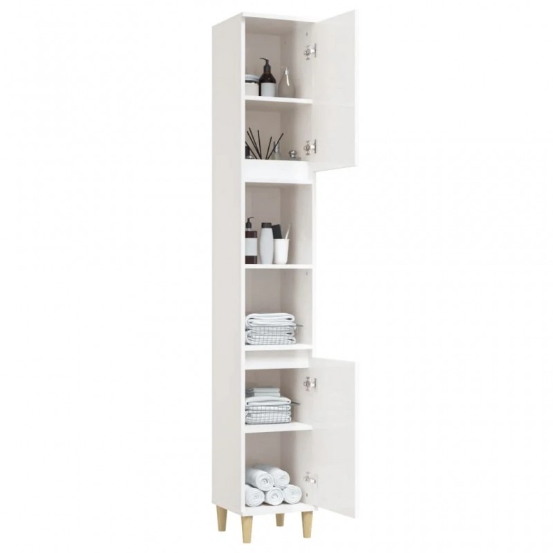 Bathroom Cabinet High Gloss White 30x30x190 cm Engineered Wood Bathroom Cabinet High Gloss White 30x30x190 cm Engineered Wood