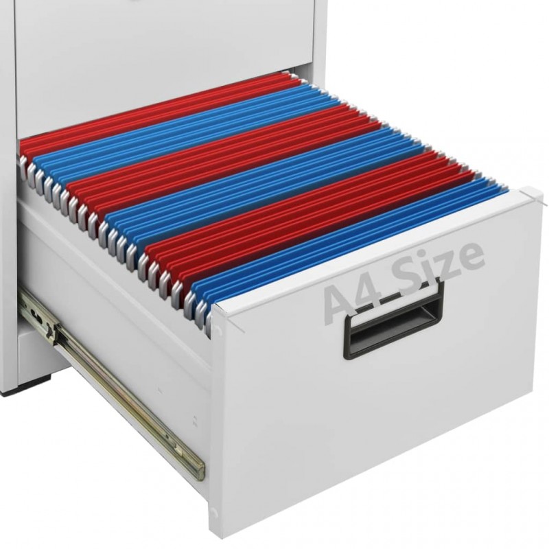 Filing Cabinet Light Grey 46x62x133 cm Steel Filing Cabinet Light Grey 46x62x133 cm Steel