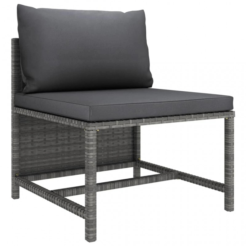 3-Seater Garden Sofa with Cushions Grey Poly Rattan 3-Seater Garden Sofa with Cushions Grey Poly Rattan