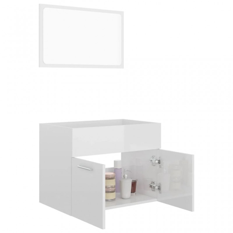 2 Piece Bathroom Furniture Set High Gloss White Engineered Wood 2 Piece Bathroom Furniture Set High Gloss White Engineered Wood