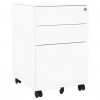 Mobile File Cabinet 3 Drawers White Steel