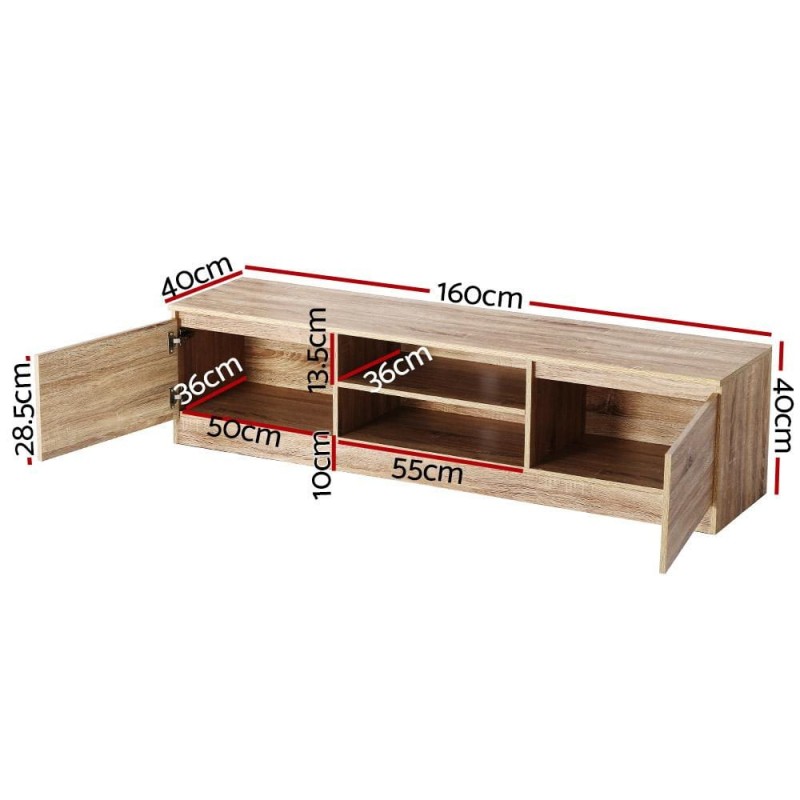 Artiss TV Cabinet Entertainment Unit 160cm Pine Charles Artiss TV Cabinet Entertainment Unit 160cm Pine Charles